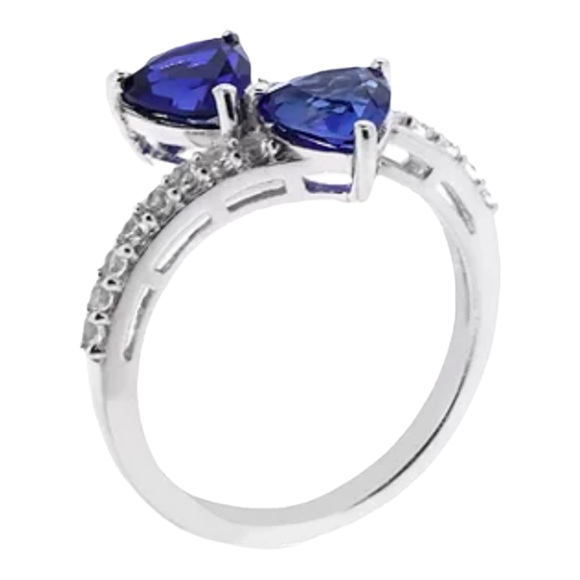 Womens Lab Created Blue Sapphire Sterling Silver Cocktail Ring, Size 6.75, NWOT - Picture 2 of 12